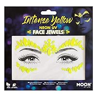 Neon UV Face Jewels by Moon Glow - Festival Face Body Gems, Crystal Make up Eye Glitter Stickers, Temporary Tattoo Jewels (Intense Yellow)