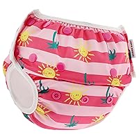 Swim Diaper - Pink Striped Palm Trees Size 0-5 Adjustable Toddler and Baby Swimming Diaper Reusable Swimmers