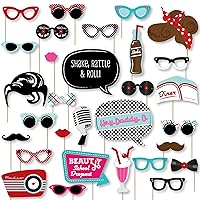 Big Dot of Happiness 50’s Sock Hop - 1950s Rock N Roll Party DIY Photo Booth Glasses and Accessories - 30 Photo Props Kit Party Virtual Bundle