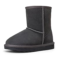 Vepose Boy's Girl's Snow Boots Cow Suede Leather Warm Classic Booties for Toddler Little Big Kids