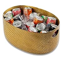 Tablecraft Aluminum Ice Beverage Tub, Cooler Bucket for Party Drink Bottle, Wine, Champagne, Soda and Beer, Decorative Tabletop Chiller Basket, Commercial Foodservice Restaurant Use, 2.5 Gal, Gold