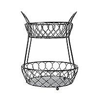 Gourmet Basics by Mikasa Loop and Lattice Wire Basket, Antique Black