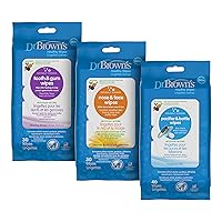 Dr. Brown's Healthy Wipes for Babies and Toddlers, 40 Count, Variety 3 Pack