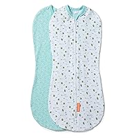 by Ingenuity Compression Swaddle Pod, Two-Way Zipper for Easy Changes, Improves Sleep & Calms Startle Reflex, 0-2 Months, 2-Pack - Little Bees