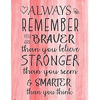 Always Remember You are Braver than you believe - Stronger than you seem & Smarter thank you think: Inspirational Journal - Notebook to Write In for ... Journals - Notebooks for Women & Girls) Always Remember You are Braver than you believe - Stronger than you seem & Smarter thank you think: Inspirational Journal - Notebook to Write In for ... Journals - Notebooks for Women & Girls) Paperback Hardcover