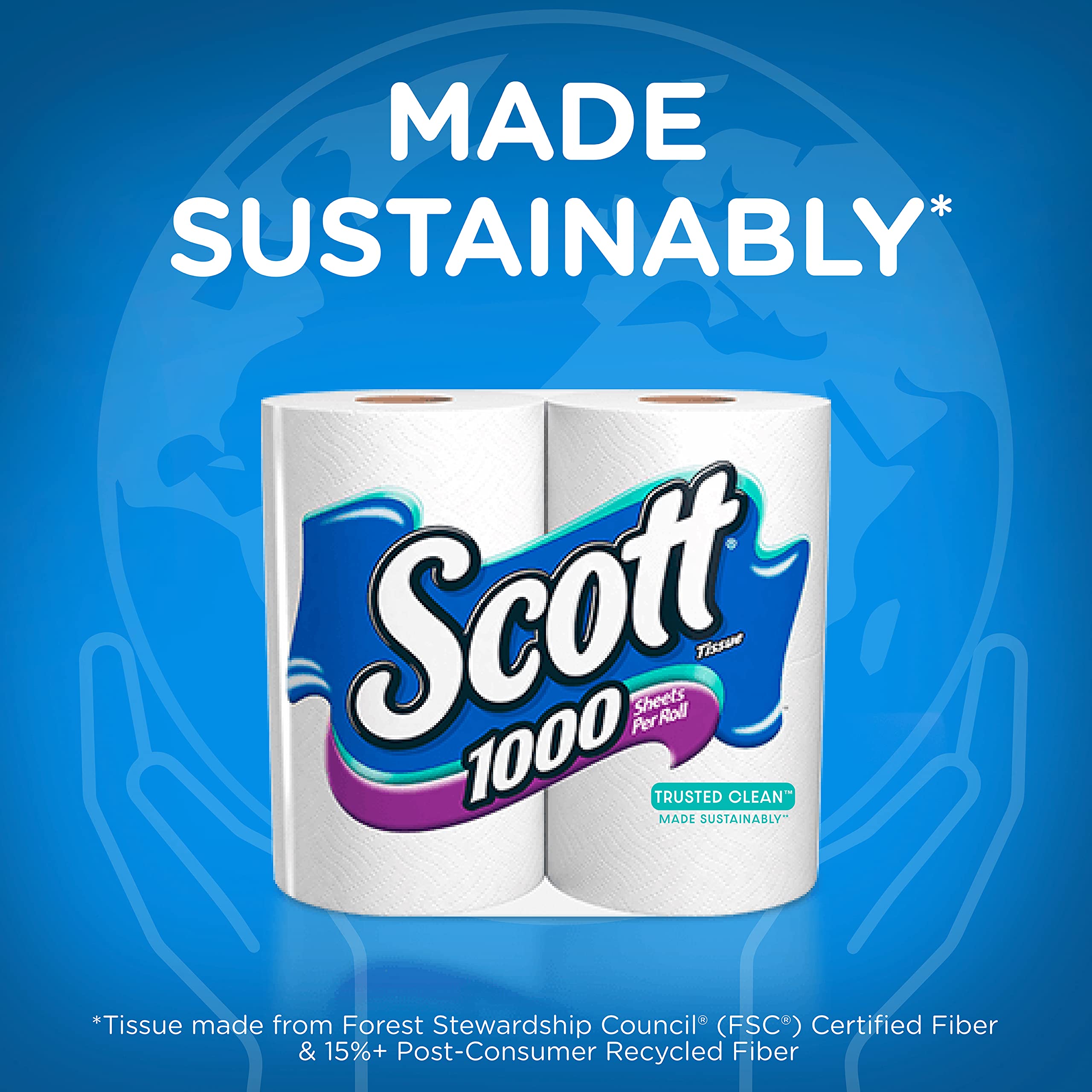 Scott Trusted Clean Toilet Paper, 32 Regular Rolls, Septic-Safe Toilet Tissue, 1-Ply Rolls