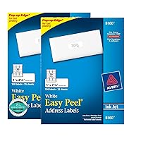 Avery Easy Peel Address Labels Ink Jet, White 1 x 2.5/8