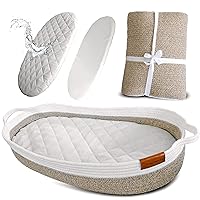 Lullababy and Co Baby Changing Basket with Two Covers – Practical Basket with Foam Pad – Cotton Rope Diaper Changing Station with Waterproof Cover - Changing Table Topper