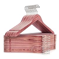 Amber Home American Red Cedar Hangers 30 Pack, Smooth Finish Wood Coat Hangers for Suit Shirt, Aromatic Cedar Clothes Hangers with Swivel Hook & Notches for Dress, Jacket, Pants (Cedar,30)