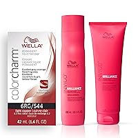 Invigo Brilliance Color Protection Shampoo & Conditioner, For Fine Hair + Permanent Liquid Hair Color for Gray Coverage, 6RG Light Copper