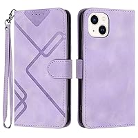 Flip Cover for iPhone 14 Case Wallet, Men Women Stylish PU Leather Folio Shell Protective Bumper Card Holder Magnetic Folding Lanyard Case (Purple)