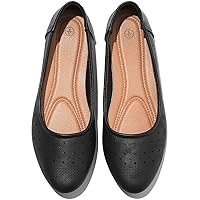 Women's Flats Shoes Ballet Flats Black Dress Shoes for Women Comfortable PU Leather Slip on Loafer Shoes