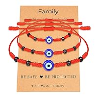 Evil Eye 7 Knots Bracelet Set for 2/3 Adjustable Lucky Protection Bracelets for Women Men Little Boys & Girls Family