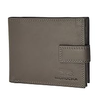 MORUCHA Mens RFID Blocking Wallets Real Leather Billfold Wallet with A Large Zip Around Coin Pocket On The Side M70 (Grey)
