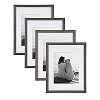 Gallery Wood Photo Frame Set for Customizable Wall Display, Charcoal Gray 11x14 matted to 8x10, Pack of 4