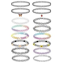BodyJ4You 16PC Tattoo Choker Necklace Colorful Mix - 90s Accessories Women Teen Girls Kids - Butterfly Pendant Strawberry Charm - Summer Style Gift Idea