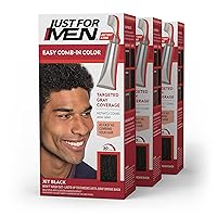 Easy Comb-In Color Mens Hair Dye, Easy No Mix Application with Comb Applicator - Jet Black, A-60, Pack of 3