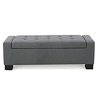 Christopher Knight Home Guernsey Fabric Storage Ottoman, Charcoal 20x50.25x16.75 inches