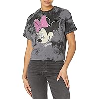 Disney Characters Minnie Big Face Women's Fast Fashion Short Sleeve Tee Shirt, Black/Charcoal, Medium