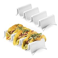 Taco Holders, Porcelain Large Taco Tray wtih Handles, Reusable and Stackable, Perfect for Burritos and Tortillas HolderHandles, Oven & Microwave & Dishwasher Safe, Set of 2