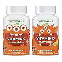 Kids Vitamin C 250mg Chewables + Vitamin D3 1000 IU Chewables Bundle