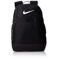 Brasilia Medium Training Backpack, Nike Backpack for Women and Men with Secure Storage & Water Resistant Coating, Black/Black/White
