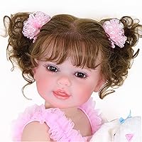 Reborn Toddler Girl Doll -22 inch Happy Dance with 3D Painted Skin Visible Veins and Soft Full Vinyl with Rooted Hair with Plush Little Bunny