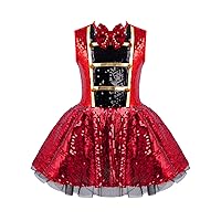 TiaoBug Kids Girls Circus Ringmaster Costumes Sequined Ballet Tutu Dress Leotards Halloween Cosplay Fancy Dress Up