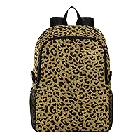 ALAZA Gold Animal Print Golden Glitter Golden Leopard Print Cheetah Jaguar Packable Travel Camping Backpack Daypack