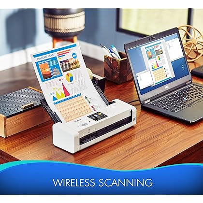 Brother Wireless Document Scanner, ADS-1700W, Fast Scan Speeds, Easy-to-Use, Ideal for Home, Home Office or On-The-Go Professionals (ADS1700W), White