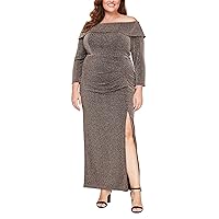 Alex Evenings Women's Long Off The Shoulder Fit and Flare Gown Dress
