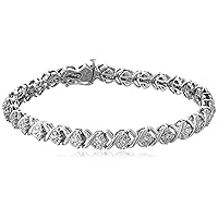 Amazon Collection Plated Sterling Silver Diamond X-Link Bracelet (1/10 cttw, I-J Color, I2-I3 Clarity)