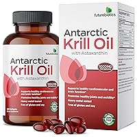Futurebiotics Antarctic Krill Oil 1000mg with Omega-3s EPA, DHA, Astaxanthin and Phospholipids - 100% Pure Premium Krill Oil Heavy Metal Tested, Non GMO – 180 Softgels (90 Servings)
