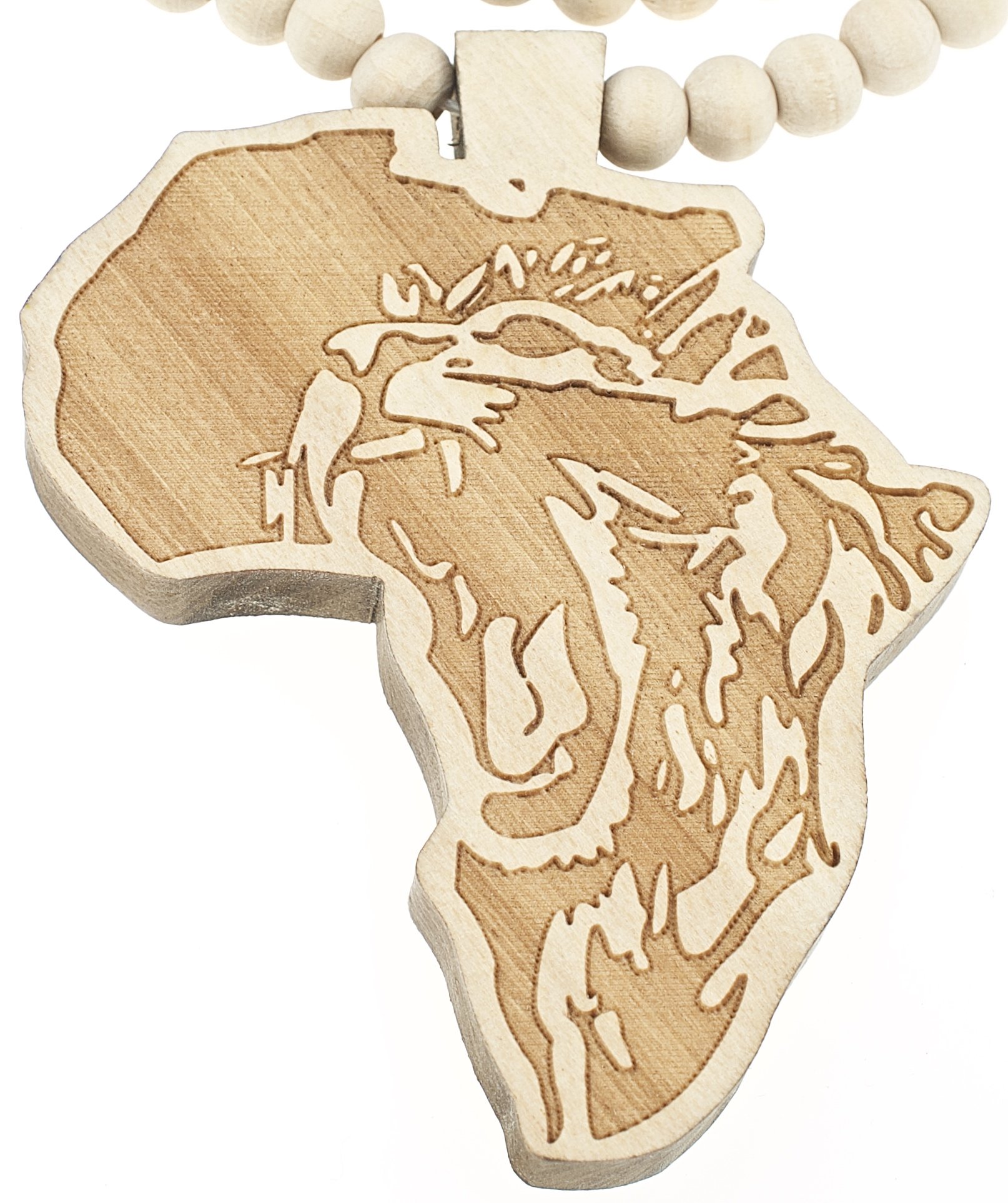GWOOD Africa Lion Good Wood Replica Pendant 36 Inch Long Necklace