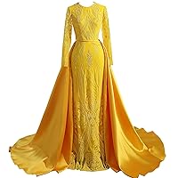 Women's Long Sleeves Detachable Sequins Mermaid Evening Dress