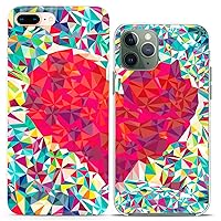 Matching Couple Cases Compatible for iPhone 15 14 13 12 11 Pro Max Mini Xs 6s 8 Plus 7 Xr 10 SE 5 Abstract He Clear Gift Love Girlfriend Geometric Silicone Cover Anniversary Cute Mate Friend New