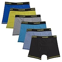 Hanes Boys' Underwear, Cool Comfort Stretch Mesh Boxer Briefs, 6-Pack