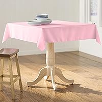 LA Linen Polyester Poplin Washable Square Tablecloth, Stain and Wrinkle Resistant Table Cover 58x58, Fabric Table Cloth for Dinning, Kitchen, Party, Holiday 58 by 58-Inch, Pink Light