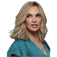 Carrie Human Hair Color 12FS8 Shaded Prailine - Jon Renau Wigs Women's Shoulder Length Bob Monofilament Top Smart Lace Front Off the Face