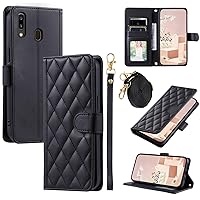 Protective Phone Cover Case Compatible with Samsung Galaxy A40 Wallet case with Credit Card Holder,Soft PU Leather Magnetic Wrist Shoulder Strap, Flip Folio Book PU Leather Phone case Shockproof Cover