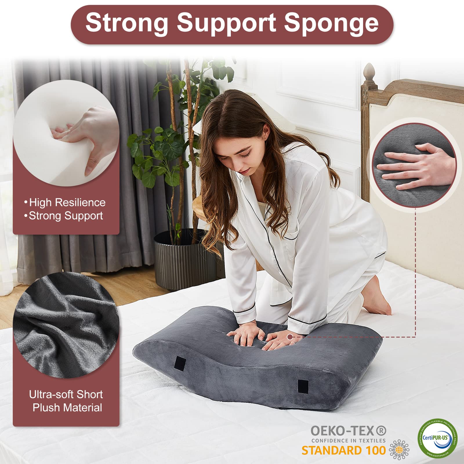 HomeMate 3 PCS Bed Wedge Pillow Set, Orthopedic for After Surgery, Foam Pillow for Back, Leg and Knee Pain Relief,Adjustable Triangle Pillow for Sleeping Acid Reflux & GERD & Snoring
