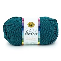 Lion Brand Yarn (1 Skein) 24/7 Cotton® Yarn, Dragonfly, 558 Foot (Pack of 1)