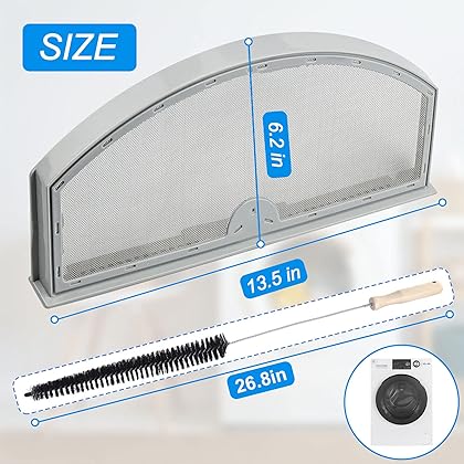 Upgraded WE03X23881 GE Dryer Lint Screen Filter Replacement, Dryer Lint Trap WE03X23881 PS11763056 Stainless Steel Metal Screen Mesh Lint Catcher, Include Clothes Dryer Vent Cleaner Kit Lint Brush