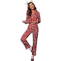 Ekouaer Silk Pajamas Women's Long Sleeve Sleepwear Satin Soft Button Up Loungewear Pjs Set S-XXL