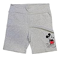 Juniors Grey High Waisted Biker Shorts with Mickey Mouse Kicking, Disney Outfits and Apparel for Girls