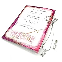 Smiling Wisdom - Pink Warrior Strong Brave Courage Greeting Card and BCA Breast Cancer Survivor Ribbon Necklace and Charm - Women (Silver Ribbon)