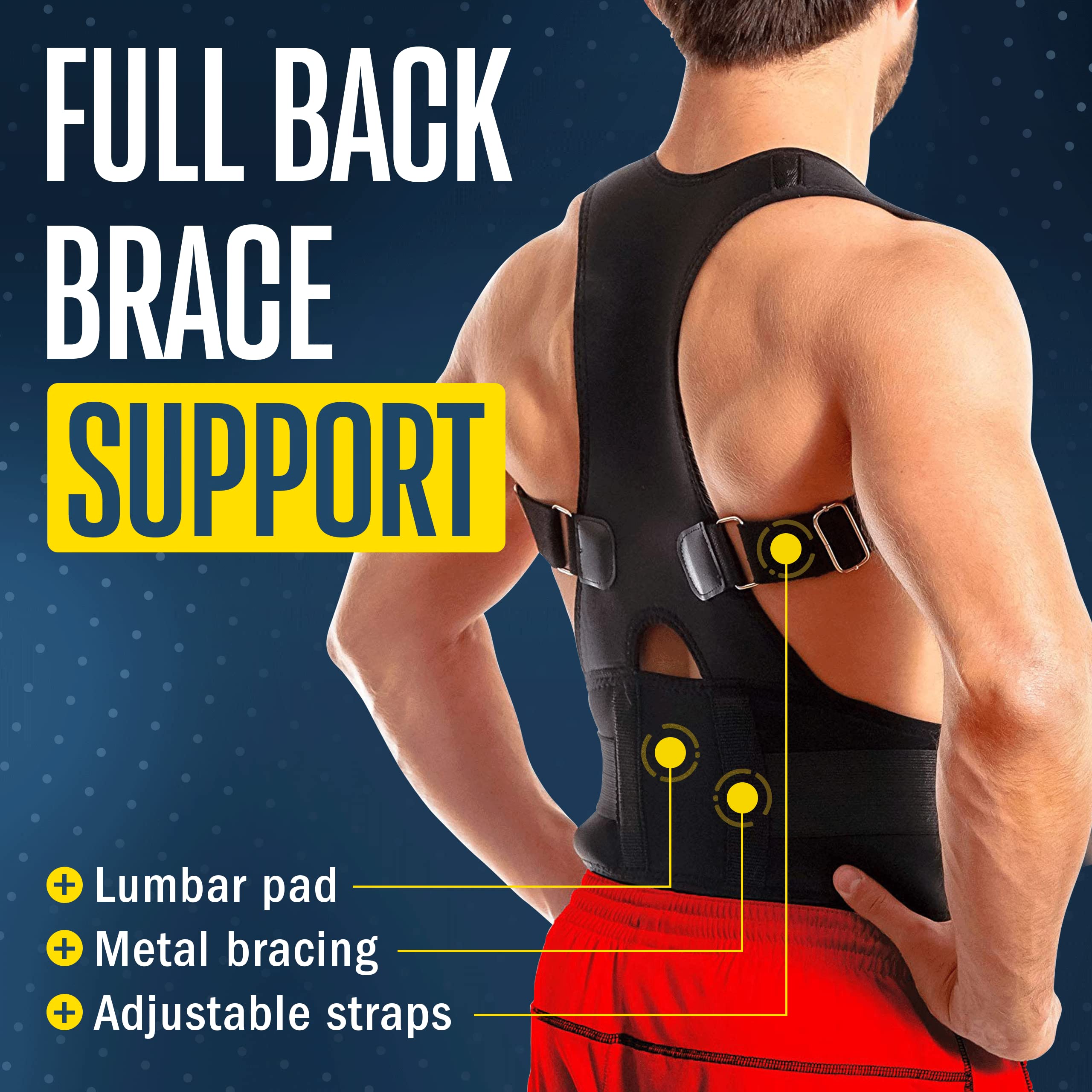 FlexGuard Posture Corrector for Women and Men - Back Brace for Posture, Adjustable Back Support Straightener Shoulder Posture Support for Pain Relief, Body Correction, Large