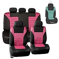 FH Group Automotive Car Seat Covers Full Set Premium 3D Air Mesh Pink and Black Seat Covers, Airbag Compatible and Split Bench Cover Universal Fit Interior Accessories for Cars Trucks and SUVs