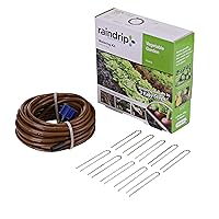 Raindrip R567DT Drip Irrigation Watering Kit for Vegetable Gardens Includes 50 feet of 1/4-Inch Dripline, 3/4-Inch FHT Adapter, 10 Hold-Down Stakes, 1 End Plug