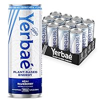 Yerbae Energy Seltzer - Acai Blueberry, 0 Sugar, 0 Calories, 0 Carbs, Energized by Yerba Mate, Naturally Caffeinated & Plant-Based, Healthy Alternative to Coffee and Sugary Sodas, 12oz cans (12 Pack)